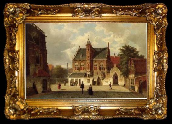 framed  unknow artist European city landscape, street landsacpe, construction, frontstore, building and architecture.074, ta009-2